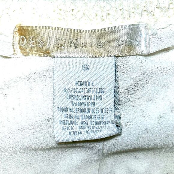 NWT Design History from Nordstrom Ivory Open Knit Top with Sheer Back Sz S - Picture 2 of 7
